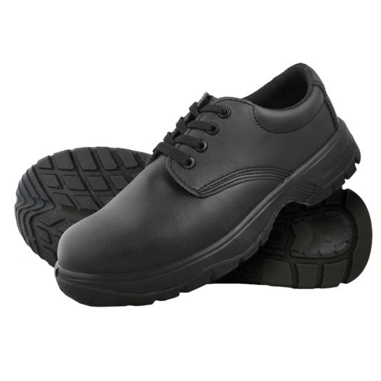 Lace-up shoes with a safety toecap and breathable microfibre uppers