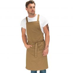 DE110 Khaki Le Chef Prep Crossover Bib Apron